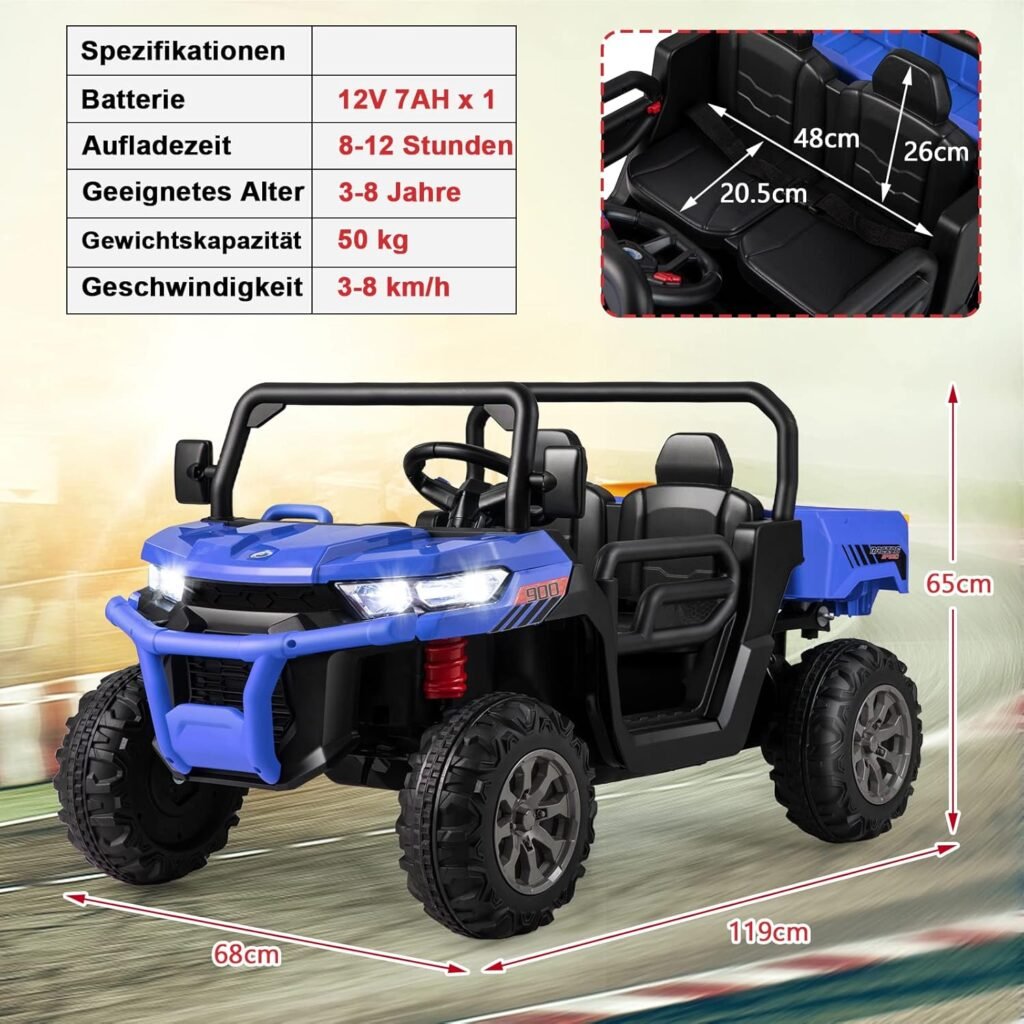 GOPLUS Kinder Elektroauto (2-Sitzer) mit Kippbett und Schaufel
